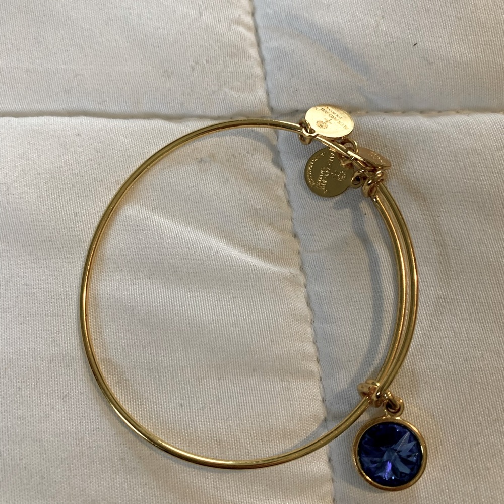 Alex and Ani sapphire and gold bangle